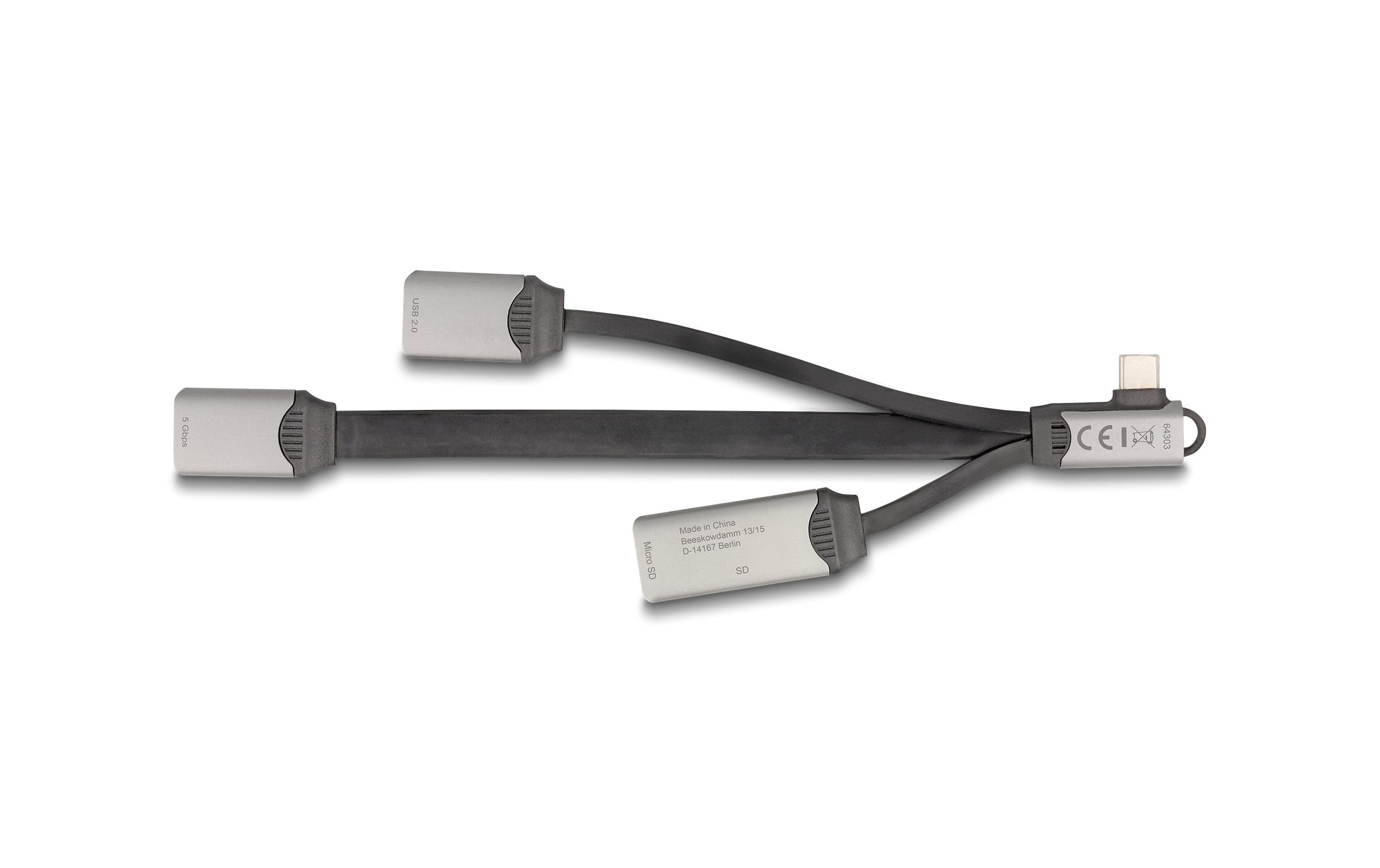 USB Hub 5 Gbps2-Port USB-Hub mit SD- und Micro-SD-Kartenleser