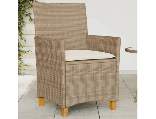 VIDAXL - Chaises de jardin coussins lot de 2 beige résine tressée boi...