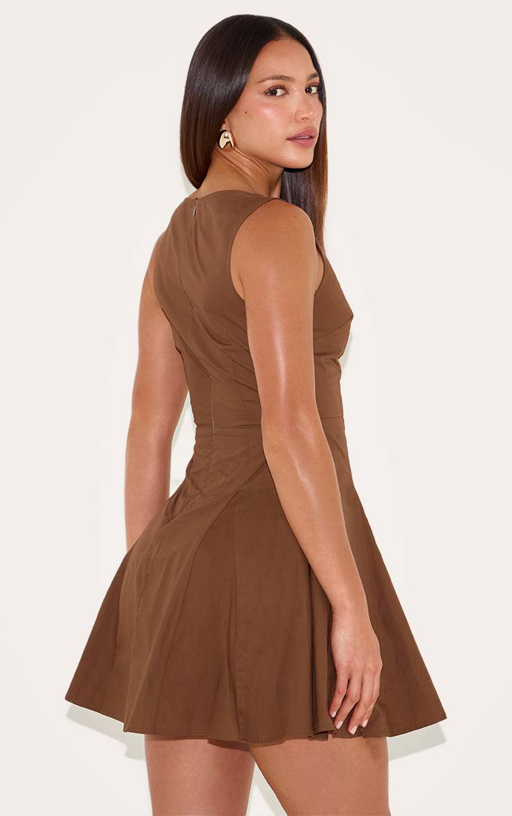 Marron Robe Patineuse Courte Tall