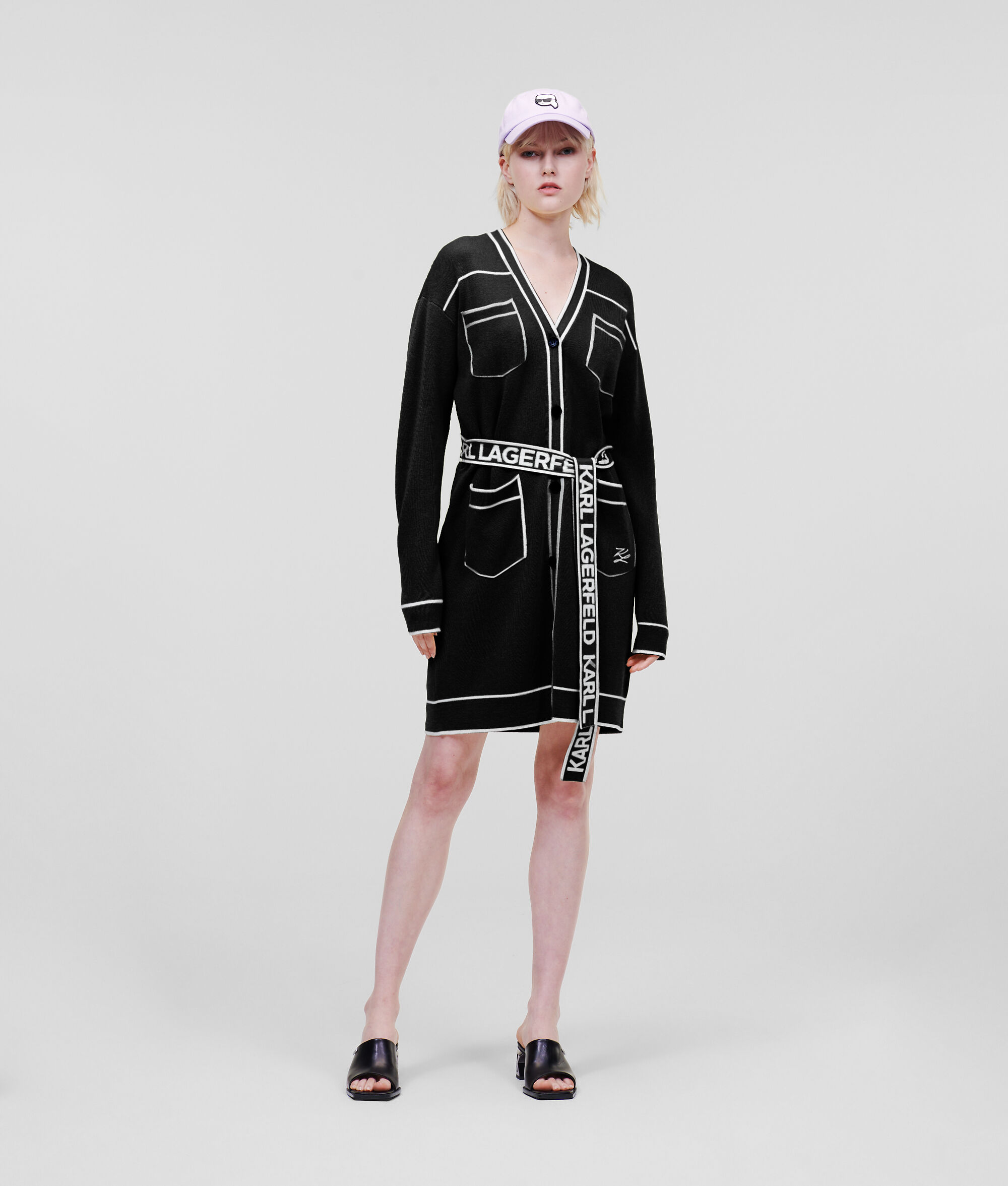 CARDIGAN AVEC CEINTURE ORNÉE DU LOGO KARL