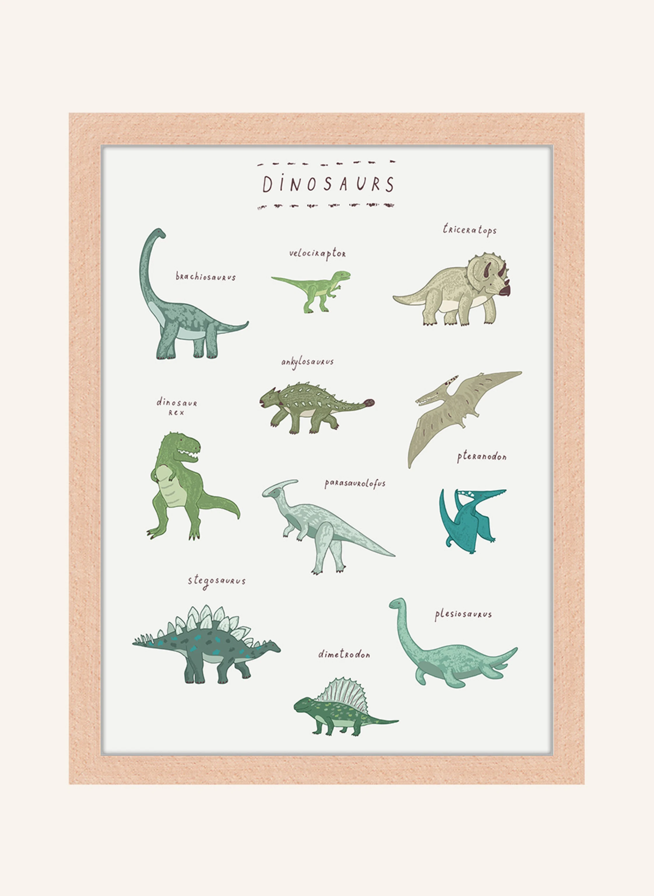 Milan Moon Wandbild DINOSAURIER mit Rahmen