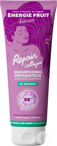 Energie Fruit Shampoing Réparateur Collagène Vitamine B Sans Sulfate Cheveux Très Abimés 250ml