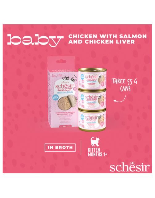 Schesir Baby - Kattenvoer - Kip Zalm 3x55 g