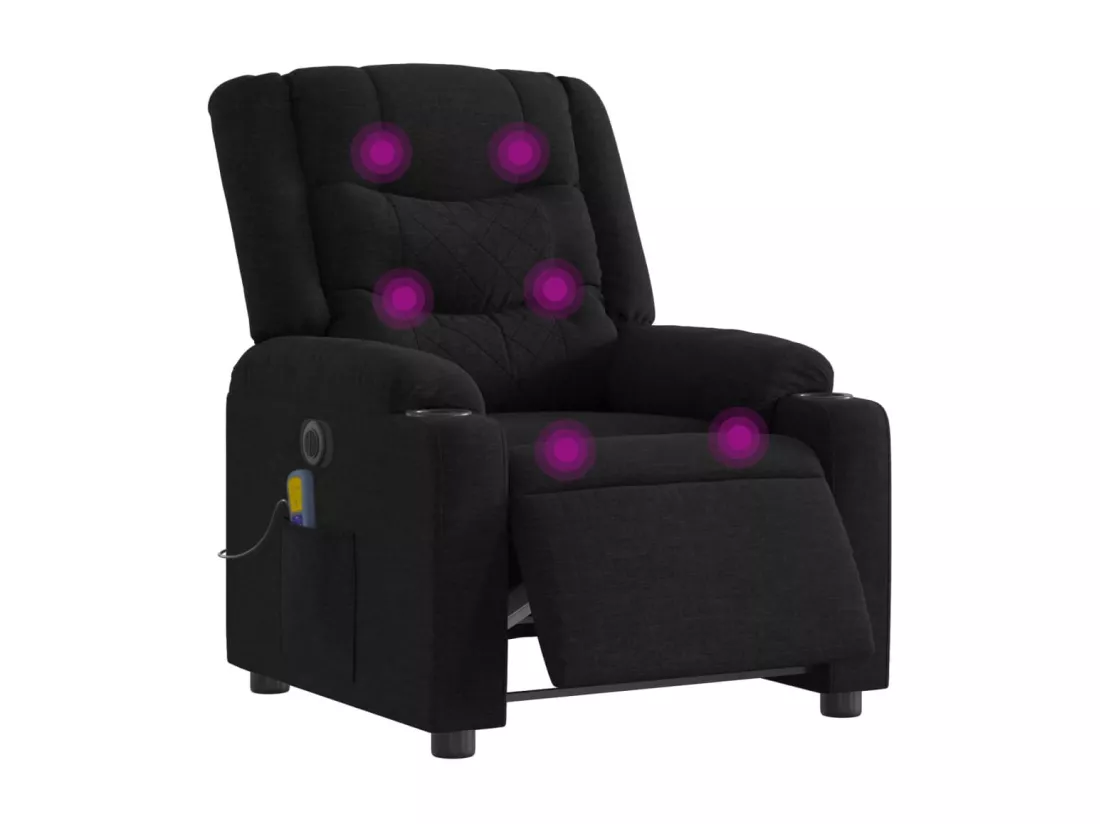 Fauteuil de massage inclinable électrique Noir Tissu