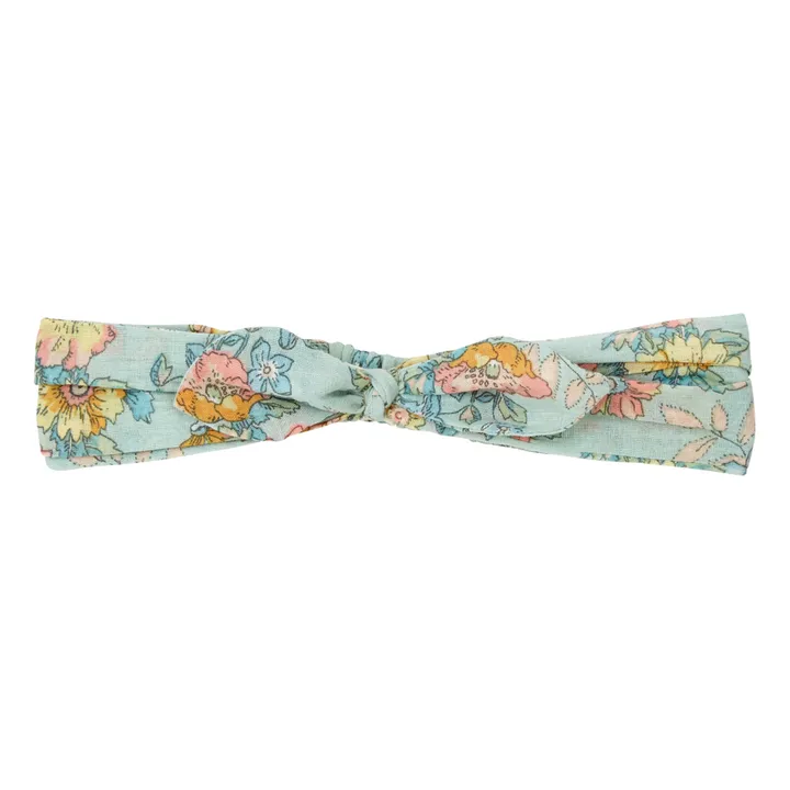 Louise Misha Headband Coton Bio Nœud Fleuri Cally | Vert d'eau