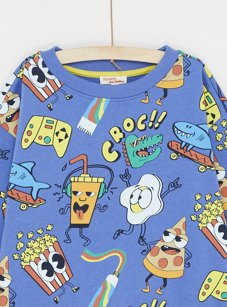 Sweat bleu imprimé pour garçon