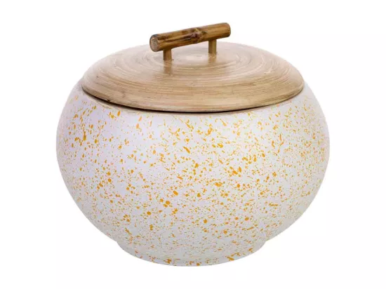 Boite déco en bambou beige D16x13h cm