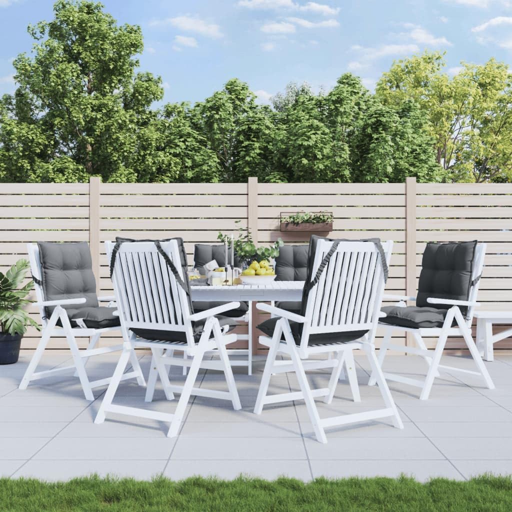 vidaXL Niedriglehner Auflagen 6 STK., Gartenstuhlauflagen mit Bänder, Sitzauflagen Polster für Gartenstuhl, Polsterauflagen, Anthrazit Oxford-Gewebe