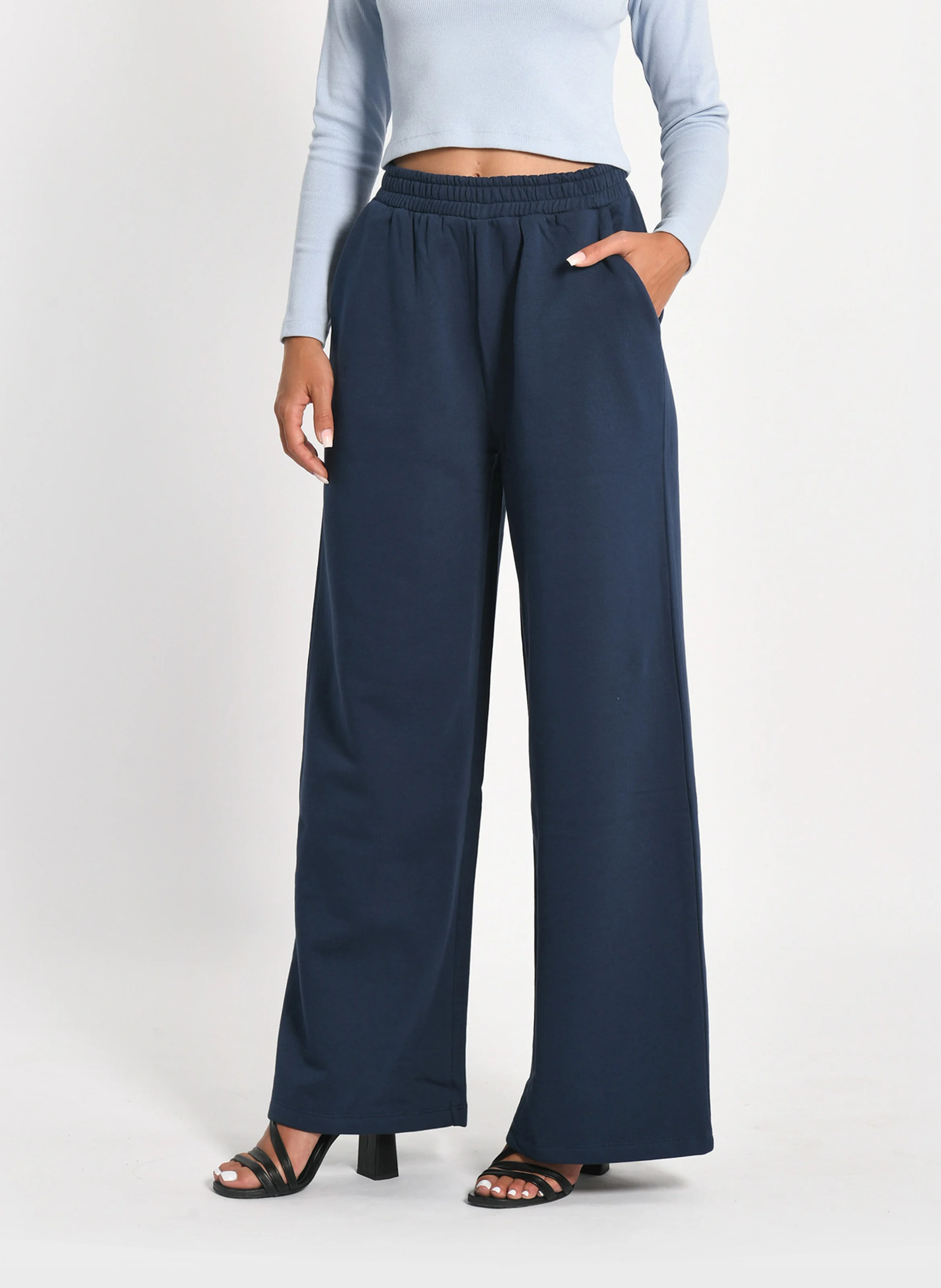 SUZY - Jogging large en coton mélangé | Bleu