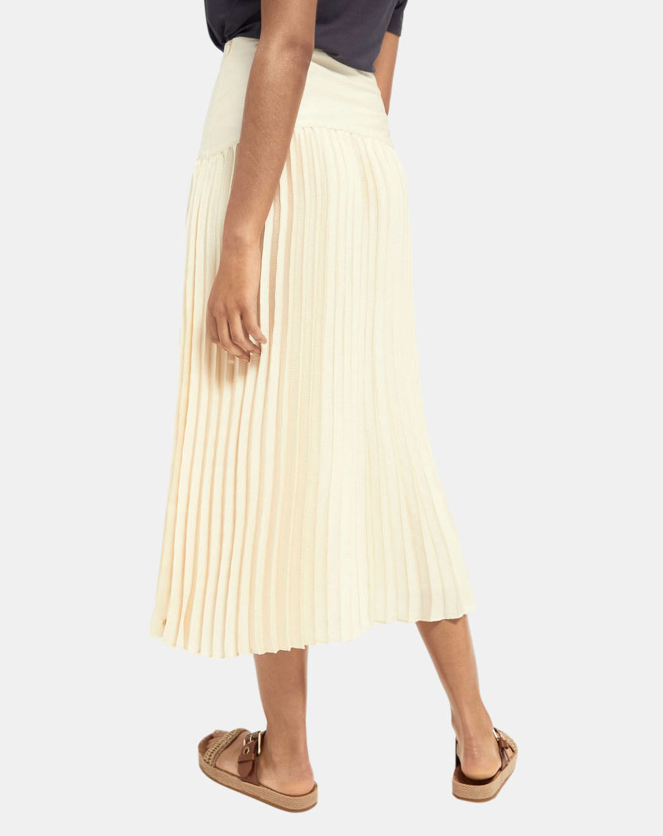 Scotch & Soda Jupe plissée & satinée écrue