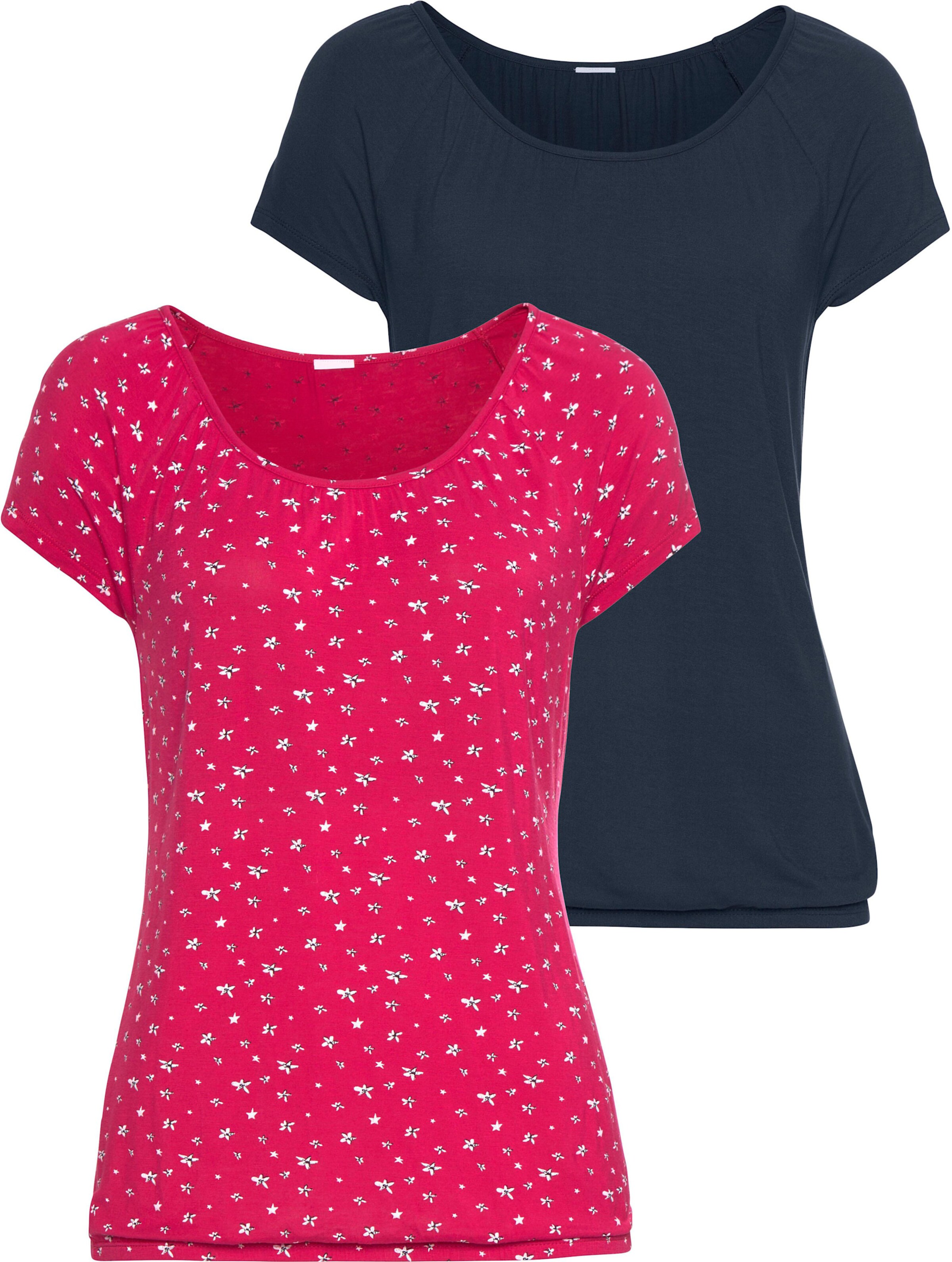 LASCANA Kurzarmshirt in pink, navy