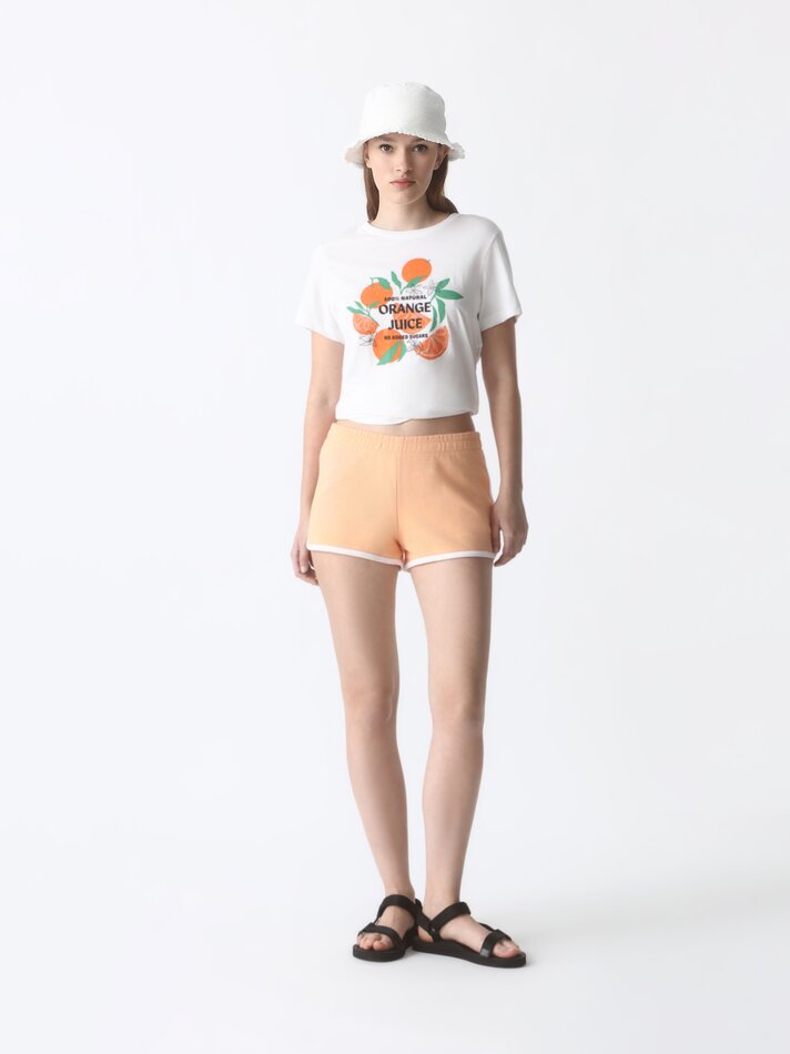 Pacote com 2 camisetas estampadas - Brancas/Laranja