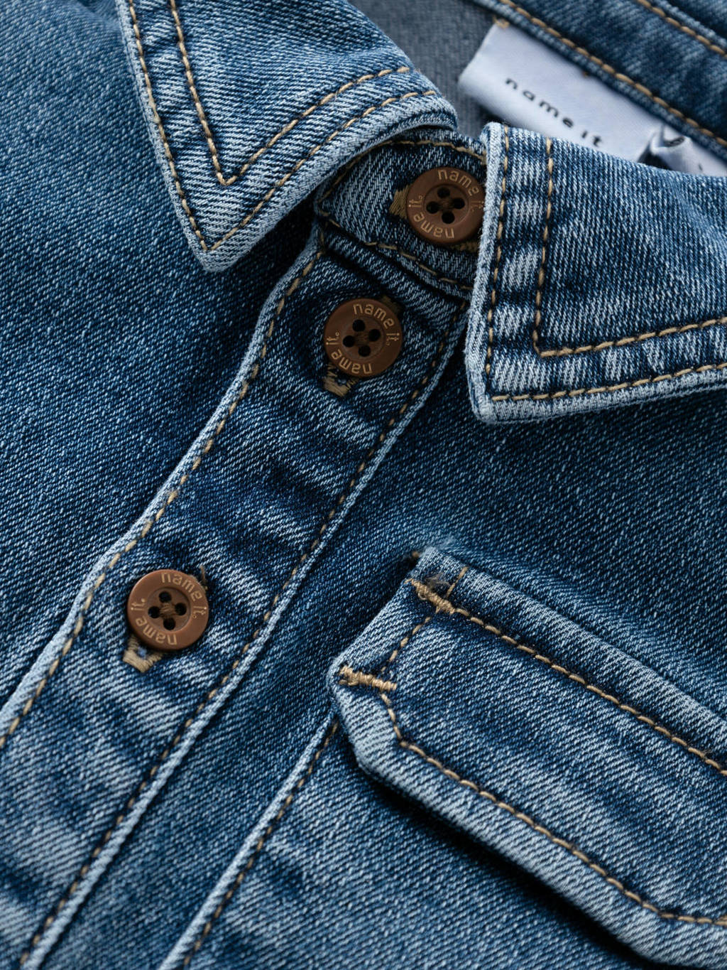 NAME IT baby denim overhemd NBMKNUD dark blue denim