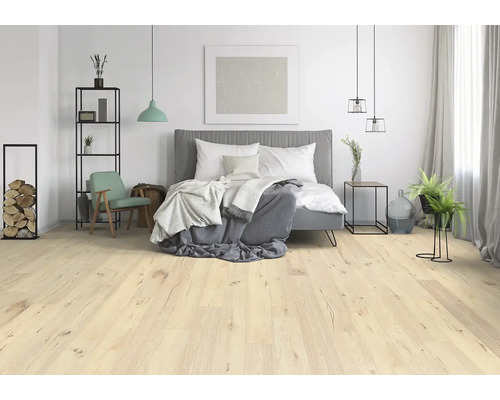 GREEN VINYL vinylvloer, crème eiken landelijke plank, klikverbinding, 1290 x 173 x 4,0 mm