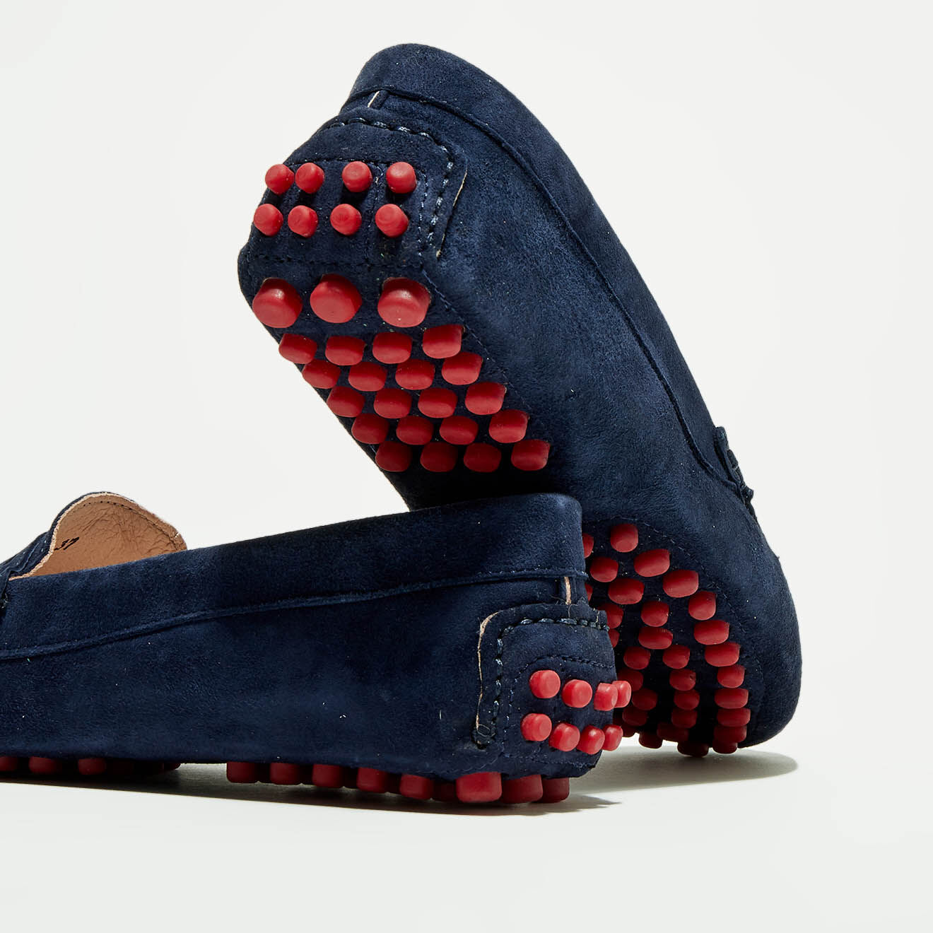 Flavio Création Mocassins en Velours de Cuir Marcia marine/rouge