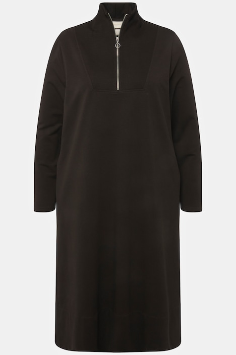 Sweatkleid, Midikleid, Stehkragen, Langarm, Biobaumwolle