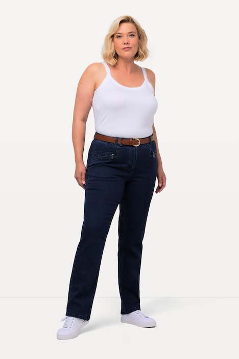 Jeans Mony, konisches Bein, Reißverschlusstaschen