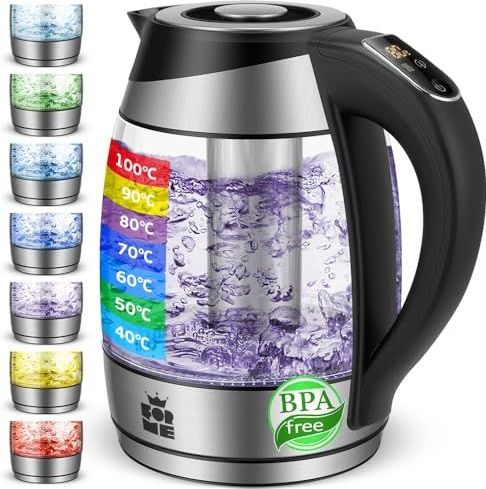 ForMe - Elektrische Waterkoker - Glas - 1,8 L - Verstelbare Thermostaat - BPA-vrij