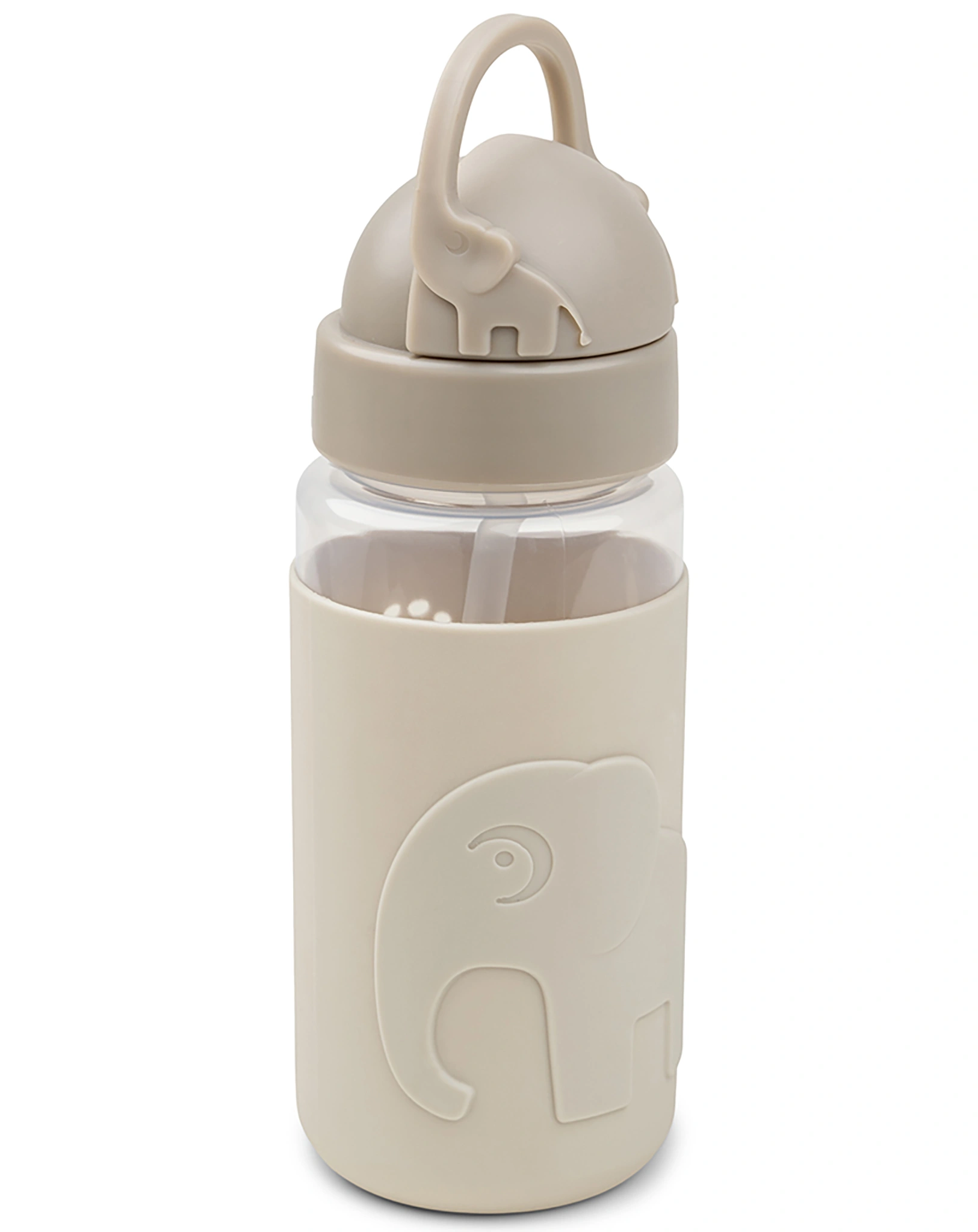 Trinkflasche EASY-GRIP - ELPHEE (350ml) mit Trinkhalm in sand
