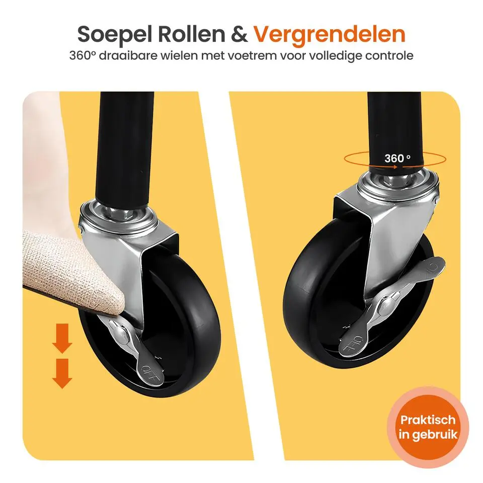 Goliving Kledingrek op wieltjes XL - Uitschuifbare Kledingstang 112-150 cm