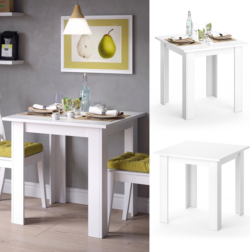 VICCO Esstisch KARLOS Esszimmertisch 80cm Weiß Wohnzimmer Küchentisch Tisch