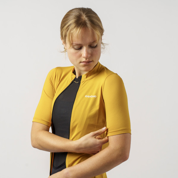 GripGrab Ride kortærmet cykeltrøje Mustard Yellow dame