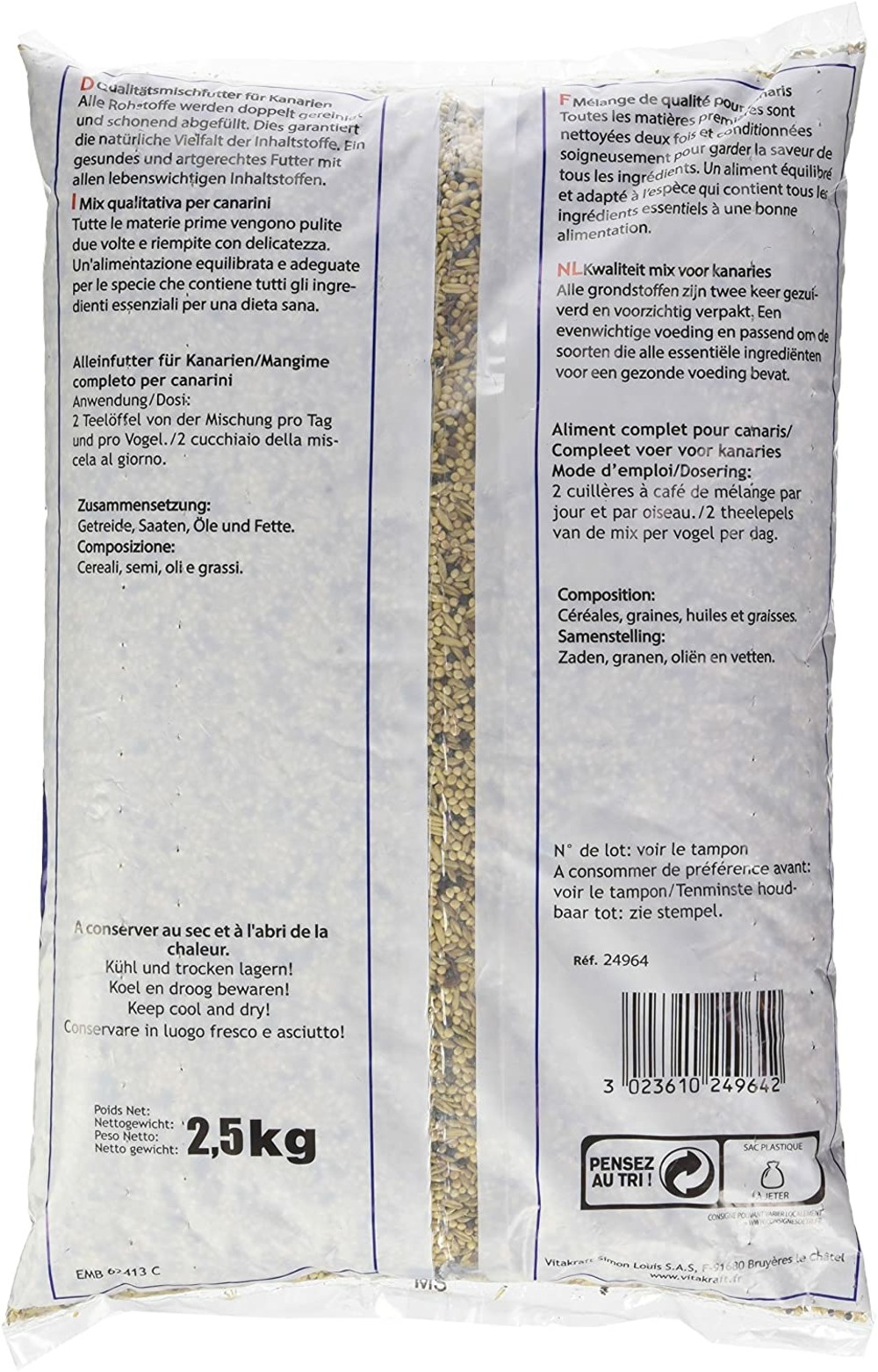 Menu vitobel coussins canaris 2,5kg
