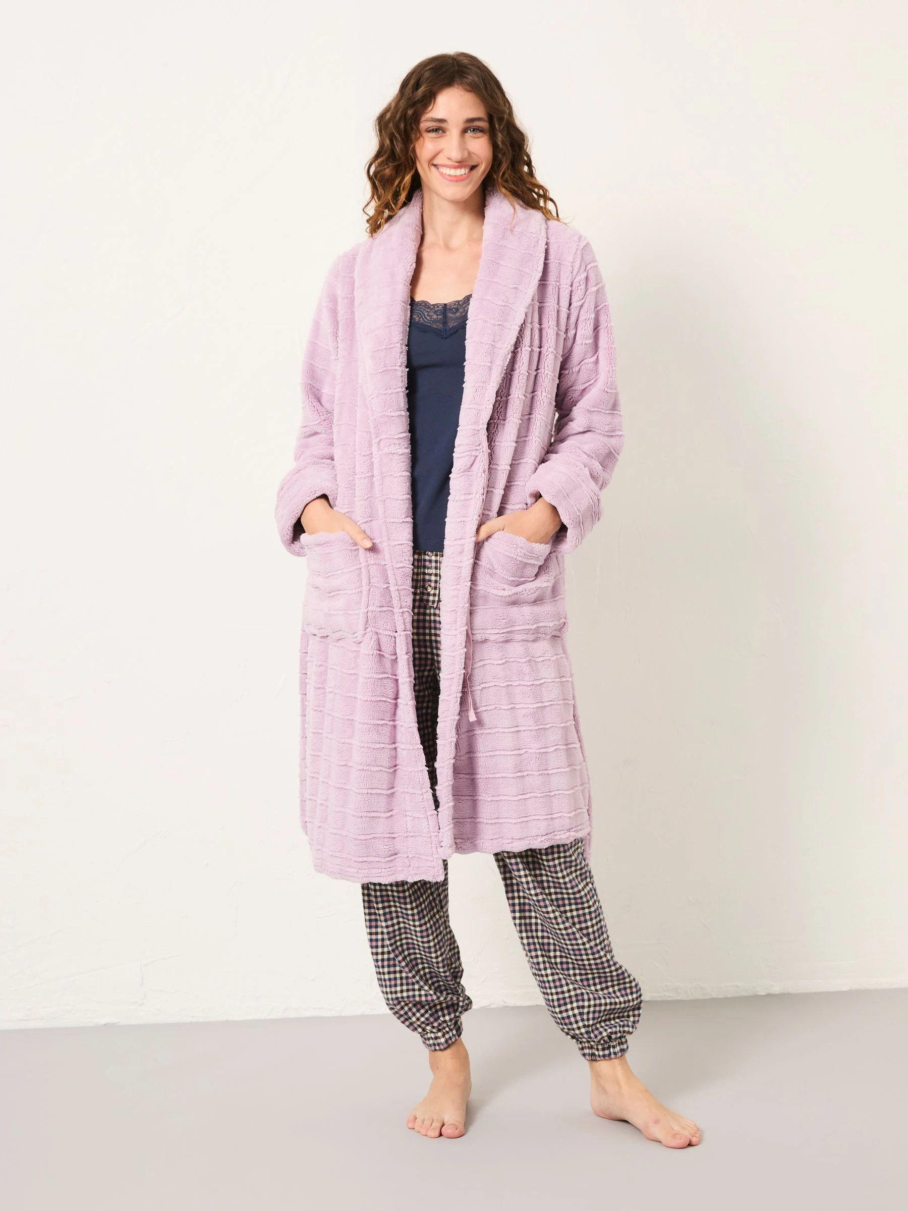 Lila-paars - FatFace Cosy Textured Dressing Gown