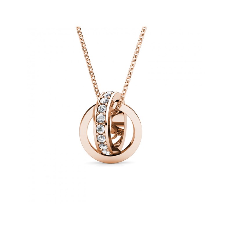 Pendentif Circle Hoop - Or Rosé et Cristal