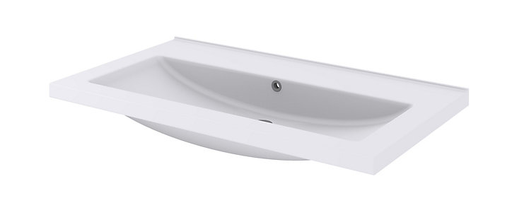 Meuble sous vasque à poser 2 tiroirs GoodHome Perma chêne 80 cm + Plan vasque blanc GoodHome Nira