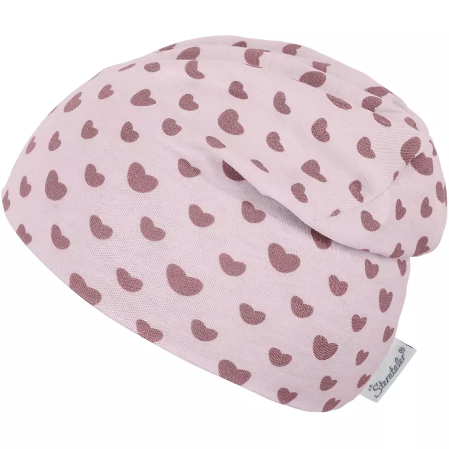 Sterntaler Slouch-Beanie Herzen rosa