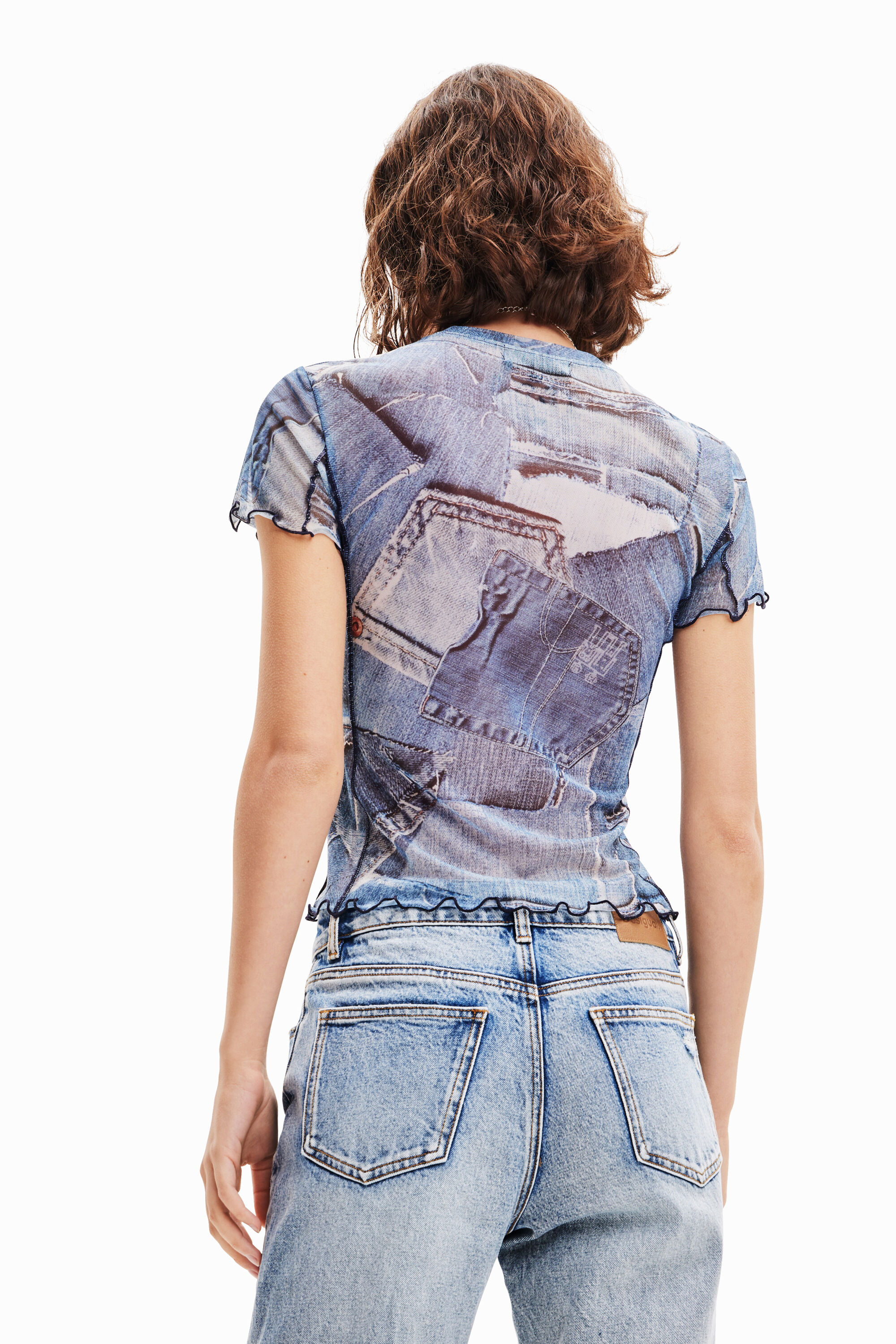 T-shirt tulle patchwork denim