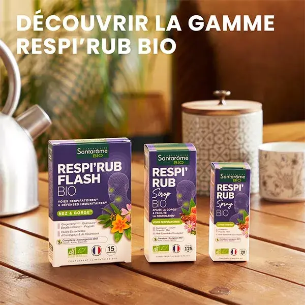 Santarome Bio - Respi'Rub Flash Bio - Nariz e Garganta - 15 comprimidos
