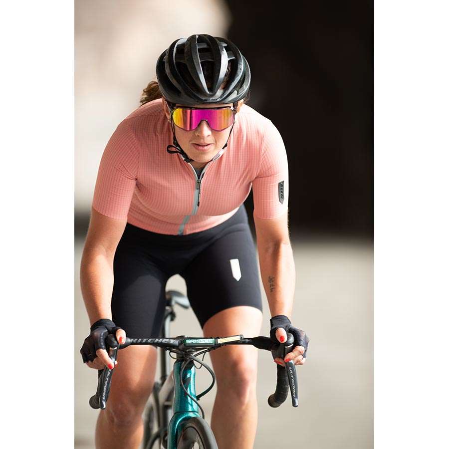 Q36.5 L1 Pinstripe X Fietsshirt Korte Mouwen Roze Dames