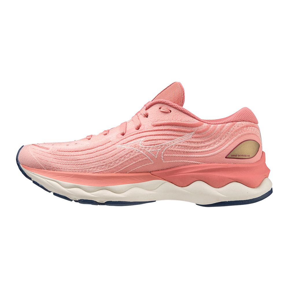 Mizuno WAVE SKY RISE 4 - Chaussures running Femme peach bud/vaporous gray/p.blossom
