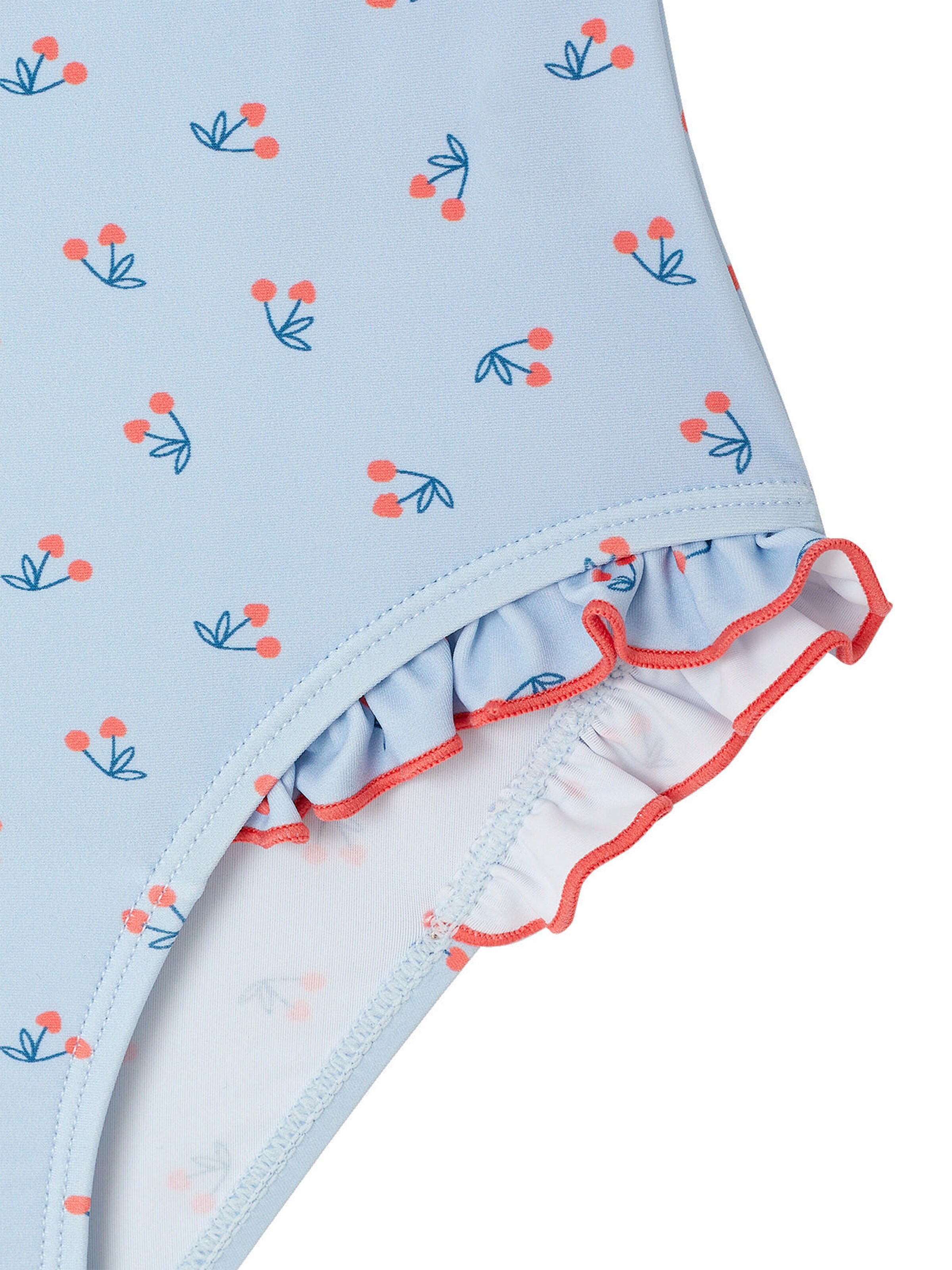 Vertbaudet Mädchen Badeanzug mit Kirschen himmelblau