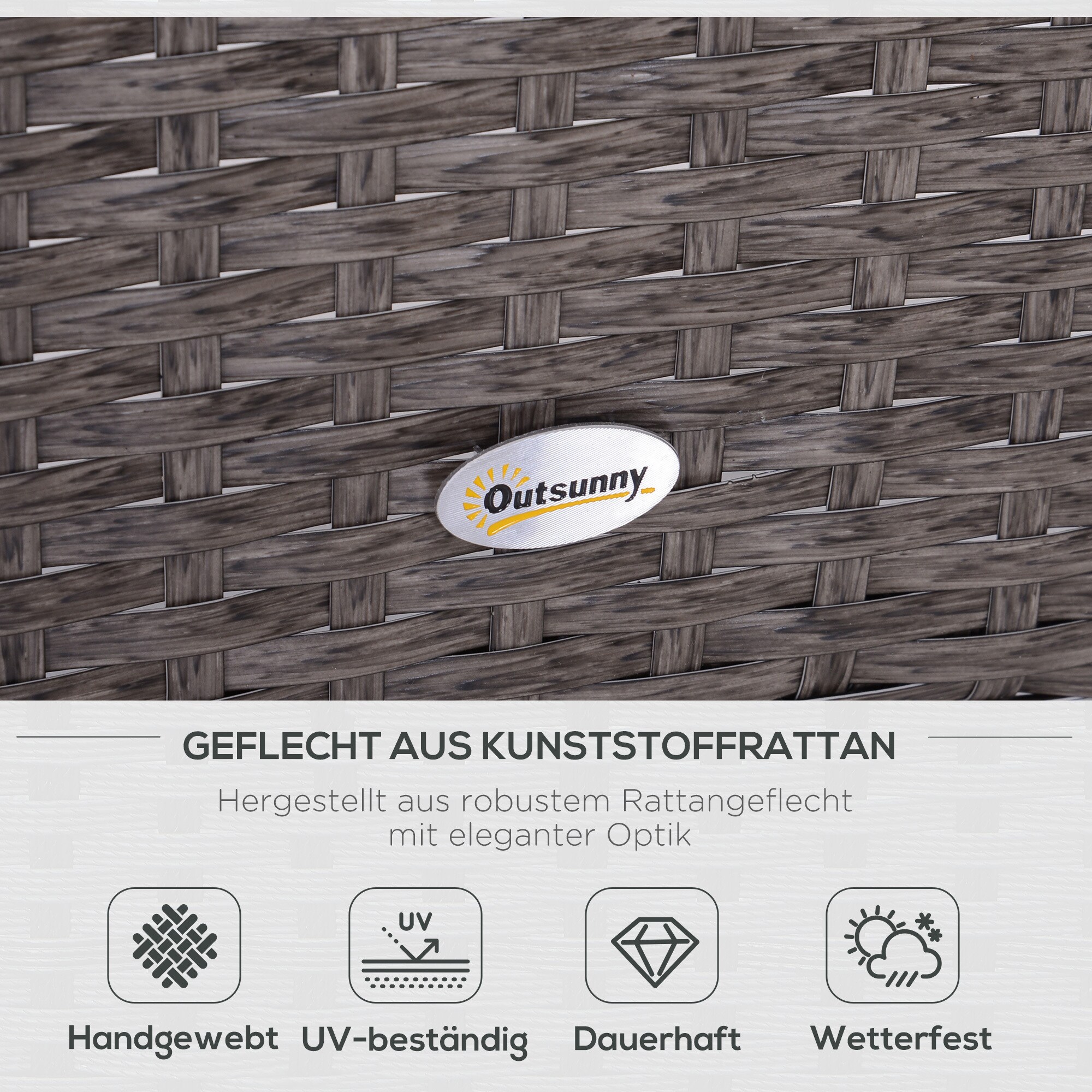 Outsunny Rattan Sofagarnitur als 5-teiliges Set dunkelgrau