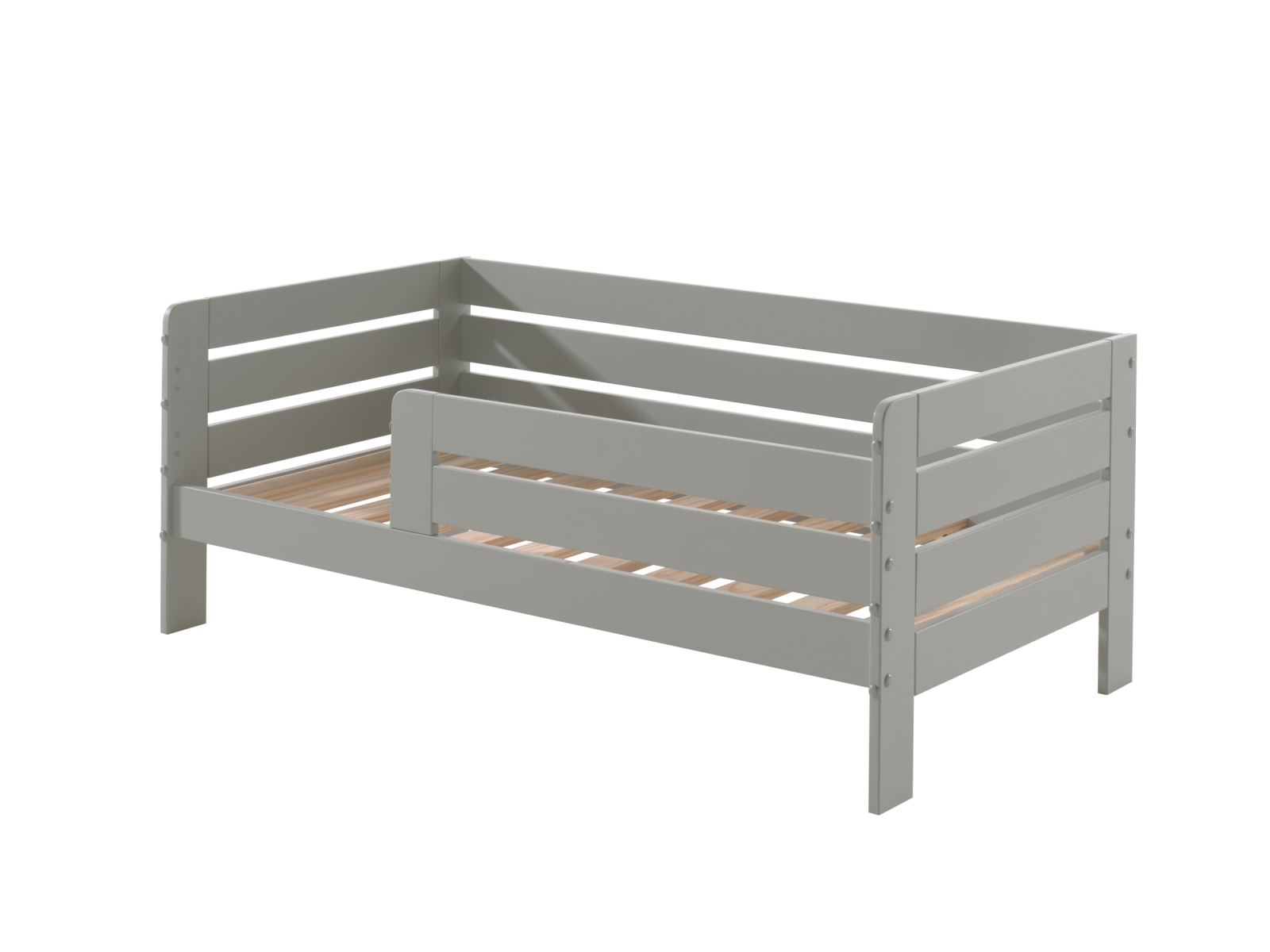 Kinderbett - grau lackiert - Umrandung - Rolllattenrost - 70x140 cm