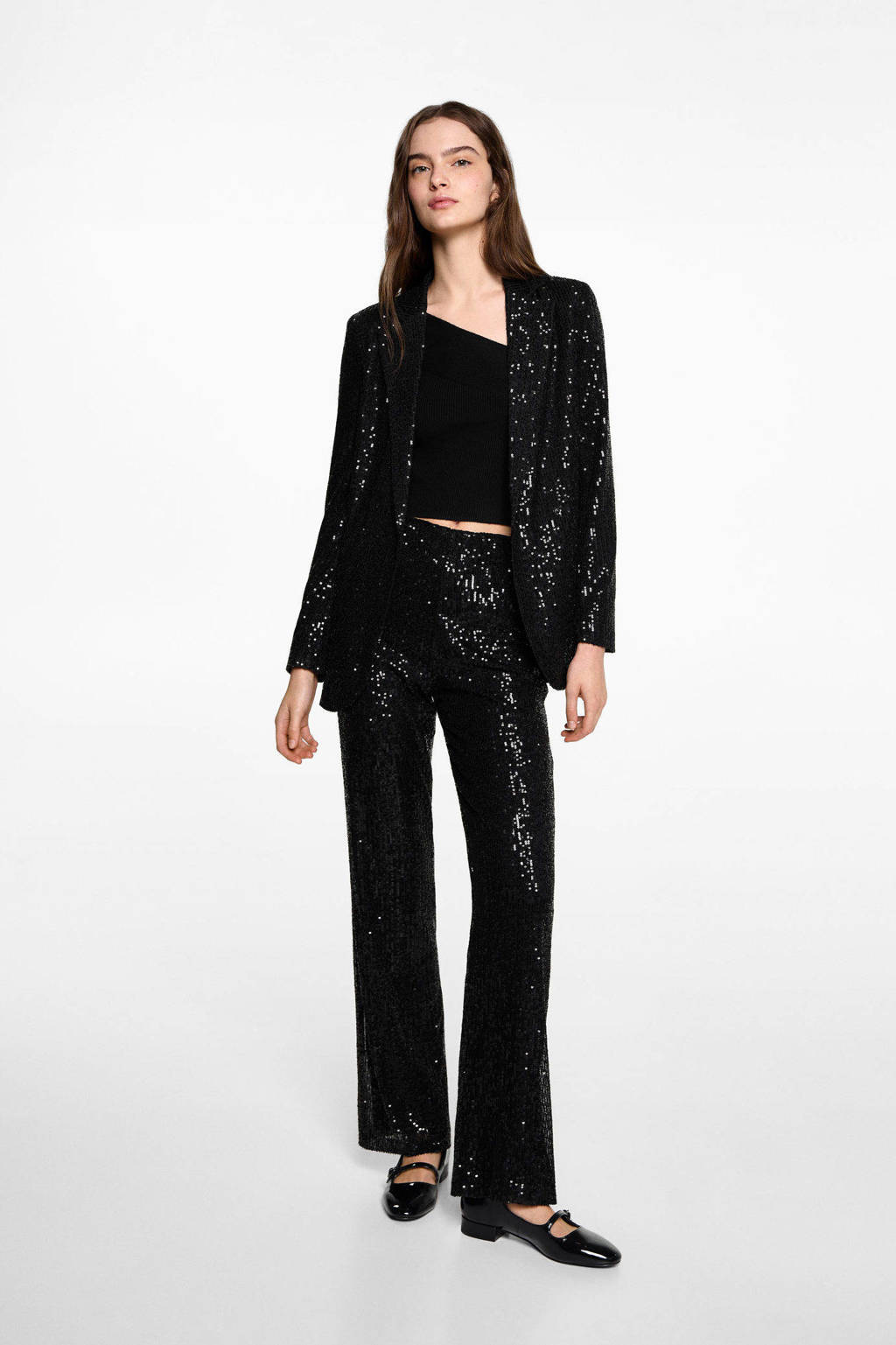 MANGO TEEN regular blazer blazer zwart pailletten