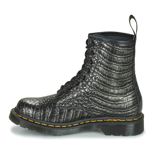 Dr. Martens - 1460 GUNMETAL WILD CROC EMBOSS - Noir