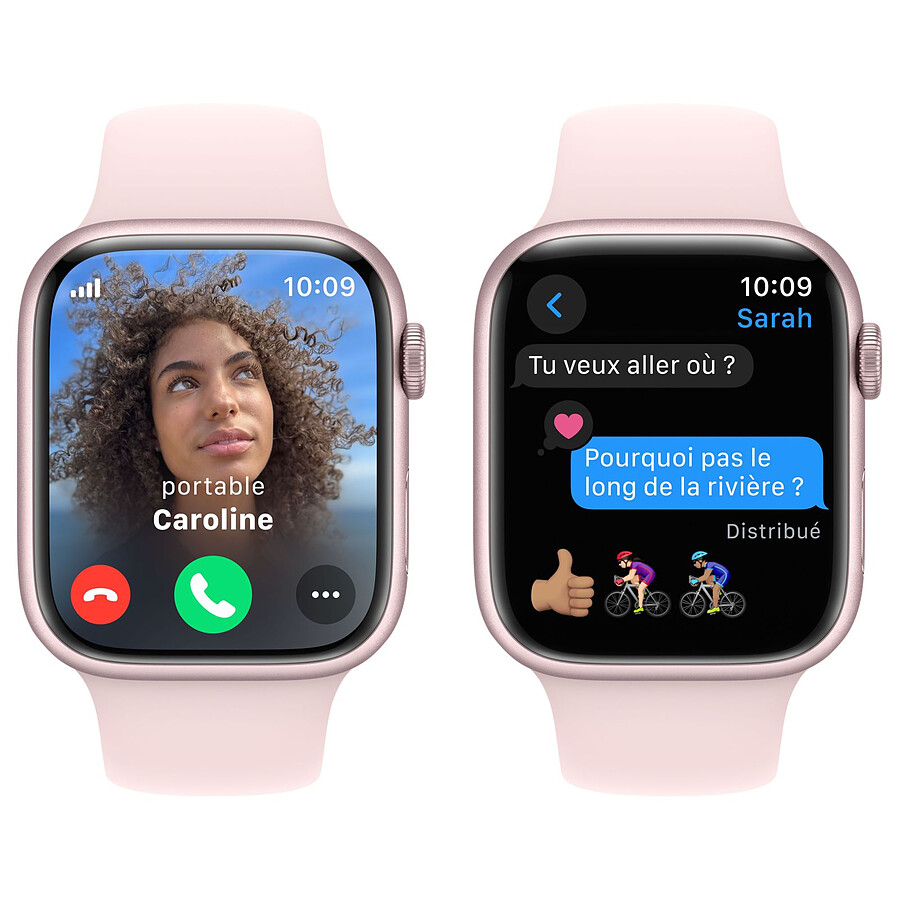 Apple Watch Series 9 GPS + Cellular - Aluminium Rose - Bracelet Sport - 45 mm - Taille M/L