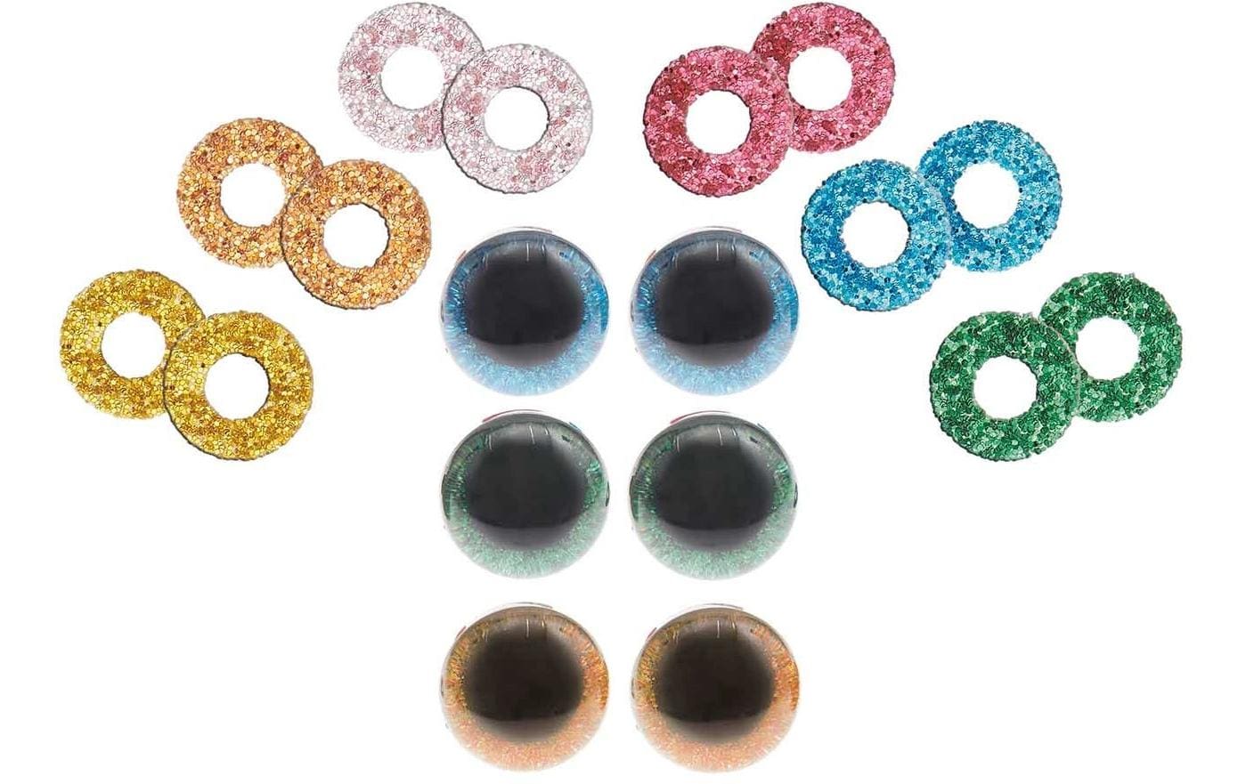 Sicherheitsaugen mit 6 Farben zur Auswahl 9 mm 6 Stk.Set mit sechs Glitzerfarben für individuelle Gestaltung