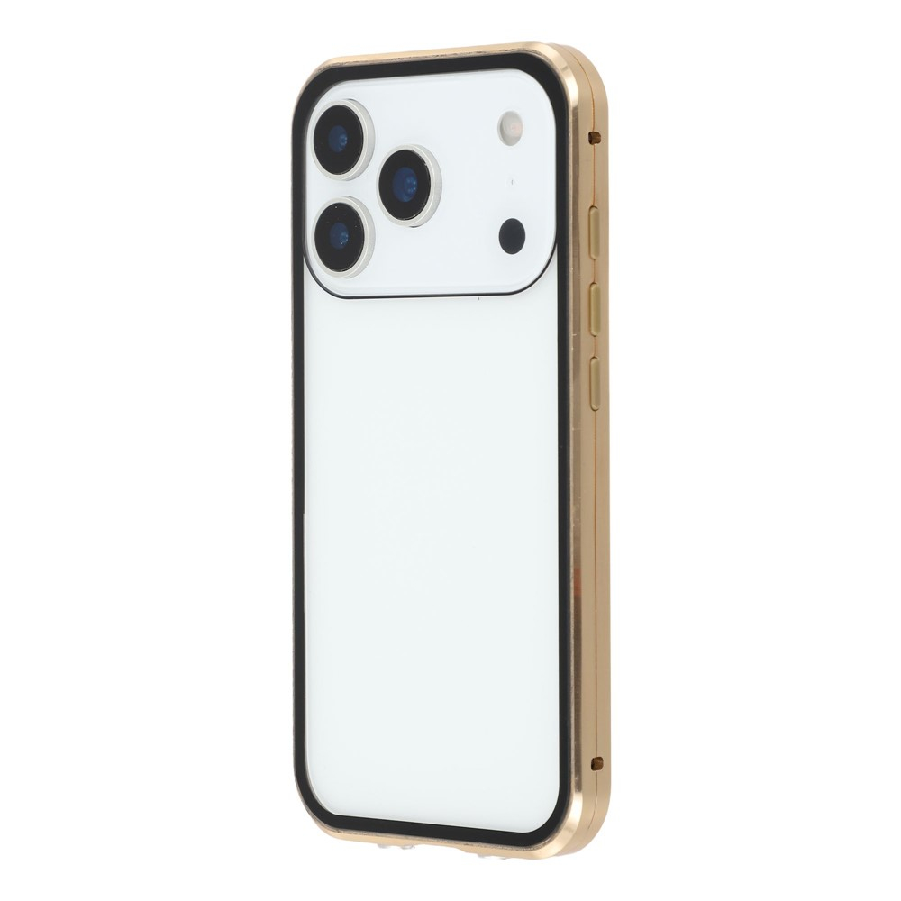 iPhone 17 Pro Max Magnetische Alu Schutzhülle mit Panzer Glas Backcover   Displayschutz (Magnet-Technologie) - Gold