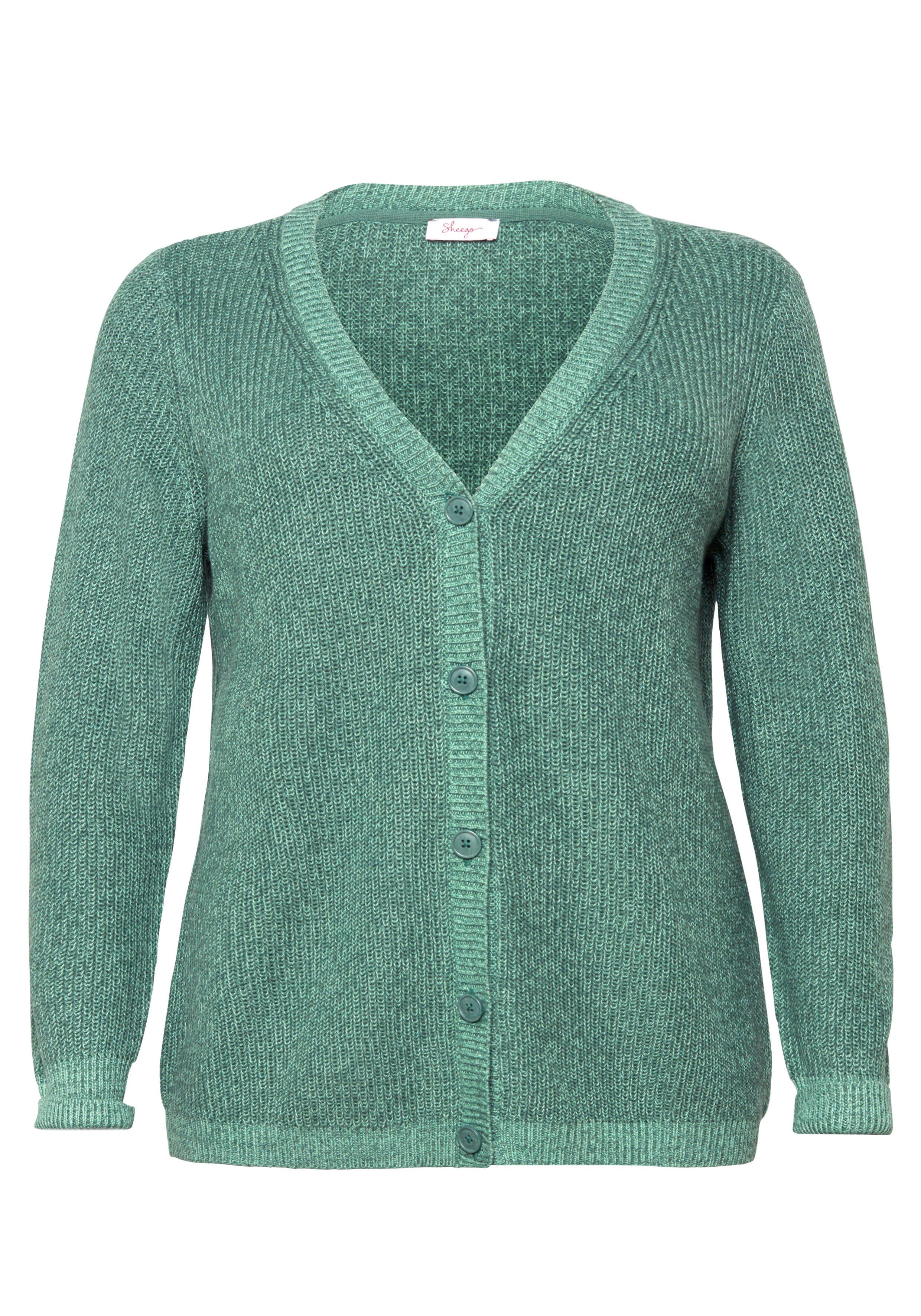 Strickjacke in Melange-Optik, mit Knopfleiste
