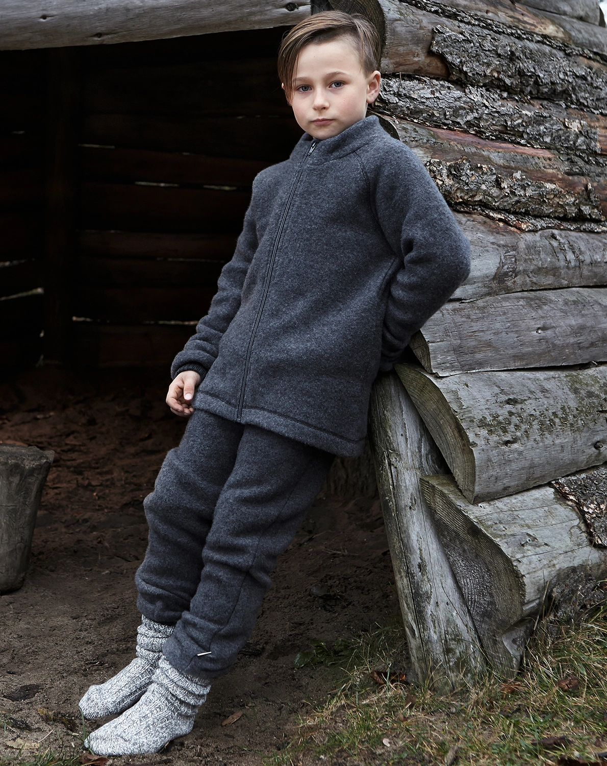 Wollhose MERINO JUNIOR in melange anthracite