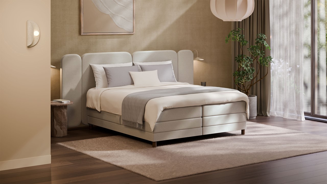 Elektrische boxspring Ridge - Wool look natural
