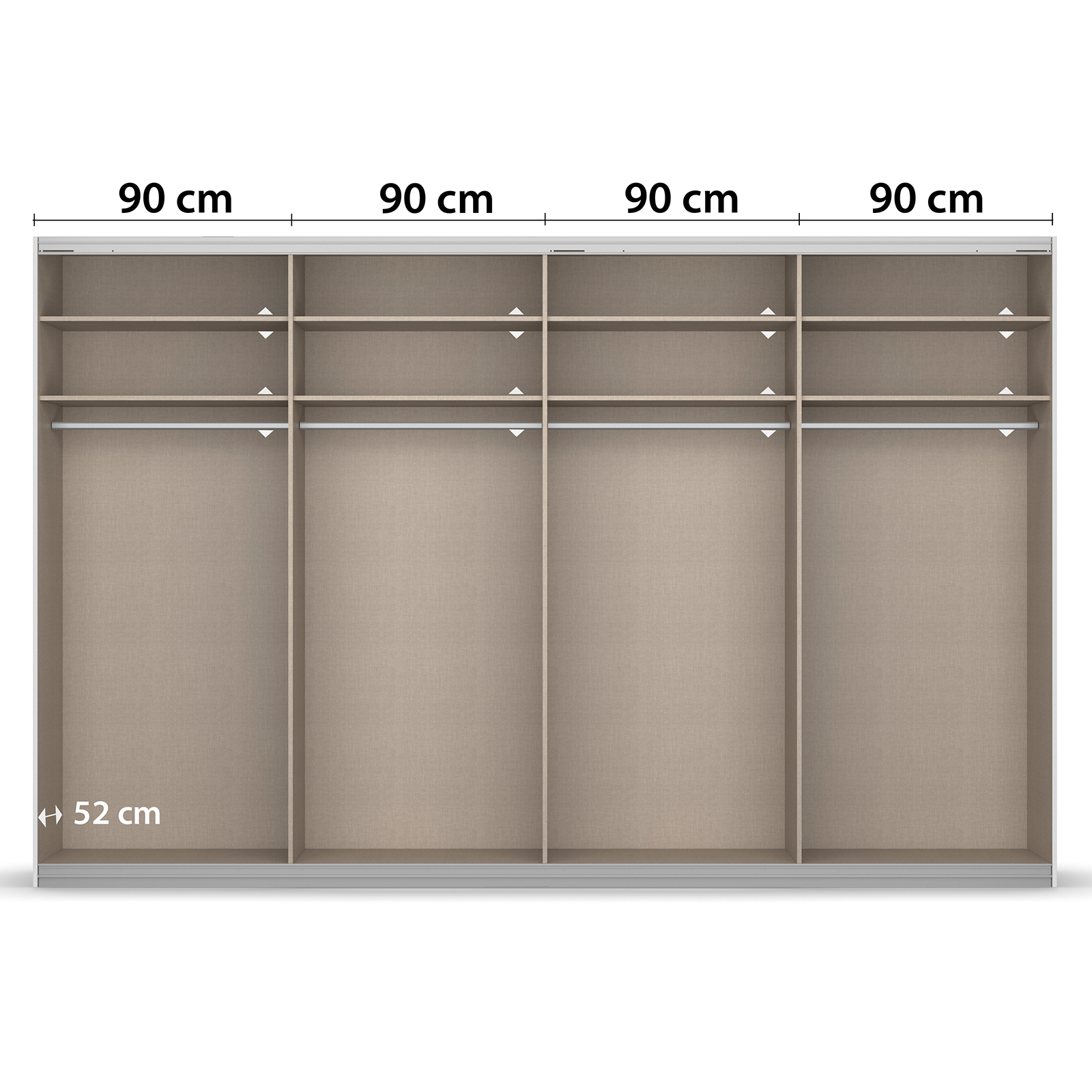 Schwebetürenschrank - weiß Hochglanz - 2 Spiegeltüren - 360x231 cm