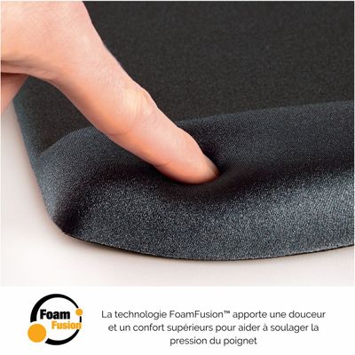 Fellowes PlushTouch - Tapis de souris / repose-poignets ergonomique - noir - protection anti-bactérienne Microban - surface douce et antidérapante