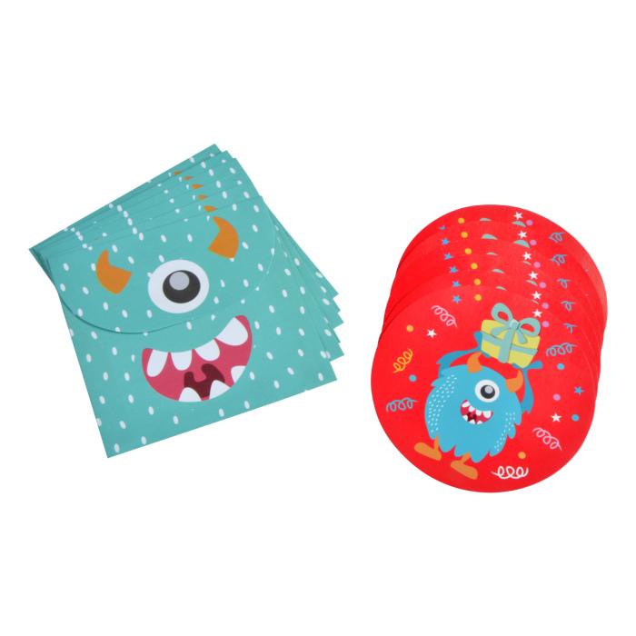 SET 6 INVITATIONS ET ENVELOPPES ANNIVERSAIRE PAPIER MONSTRES