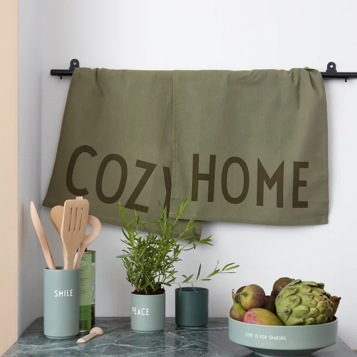 Design Letters - Favourite Geschirrtuch, Sweet / Home, olive green (2er-Set)